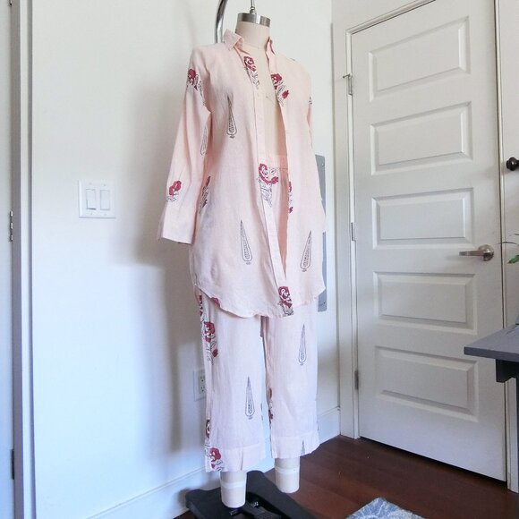 Resha India Hand Block Printed Matching Set (Tunic + Pants) 100% Cotton Size M - Picture 1 of 7